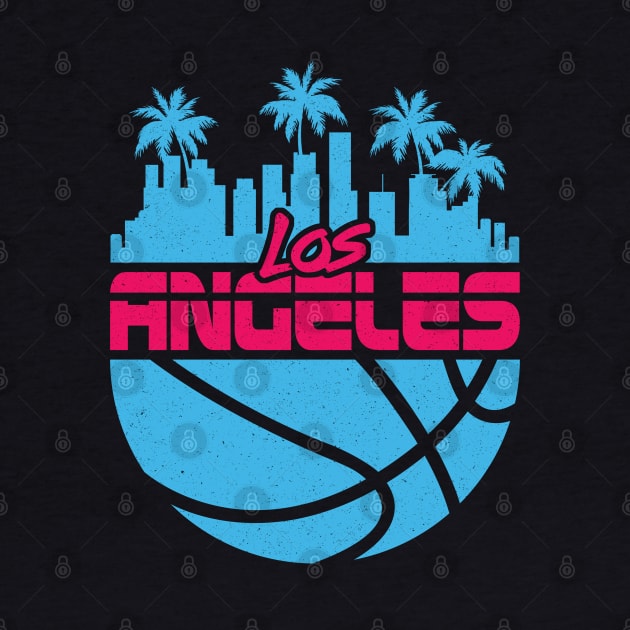 Los Angeles Vice Cityscape Basketball LA 80's by TextTees